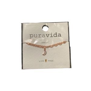 New Pura Vida Rose Gold Moon Anklet